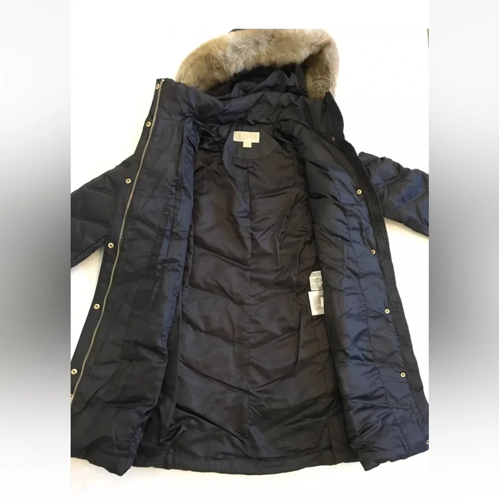 Michael Kors Missy 3/4 Down Faux Fur Hooded Quilted Jacket - Picture 7 of 12
